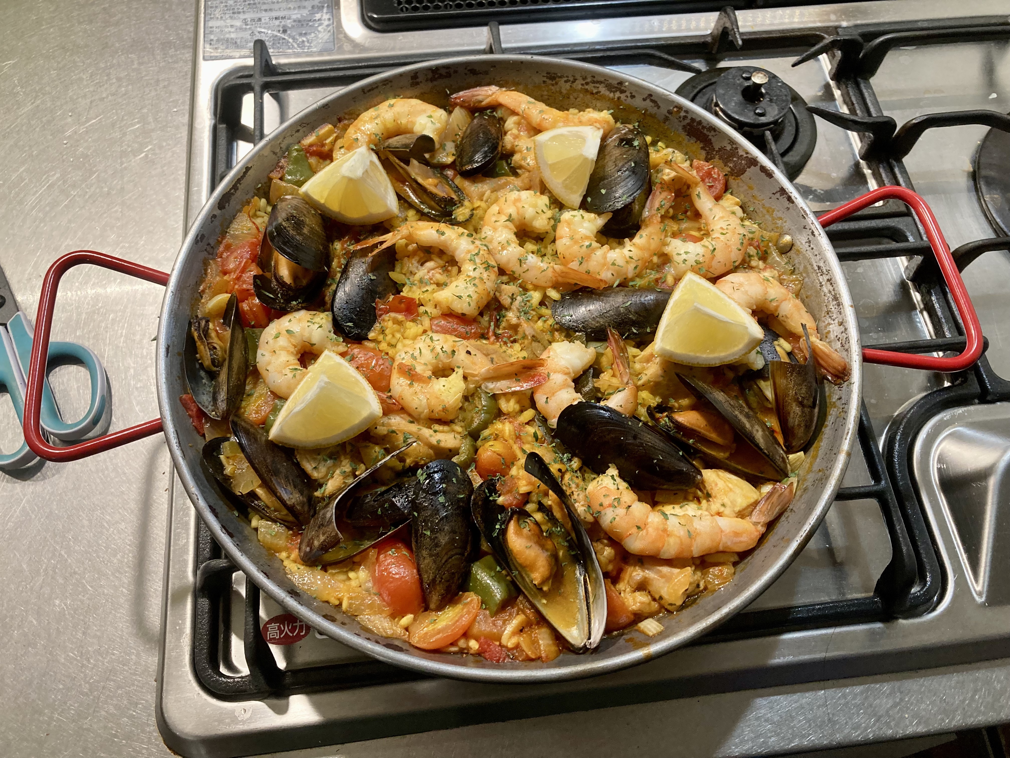 Paella Mixta that I cooked back in Japan
